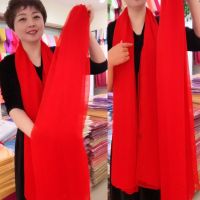 瑞格丽特时尚丝巾女夏季纱巾春秋围巾百搭披肩杭州丝绸防晒沙滩巾 大红色 1.75米长0.7米宽