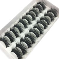 10对装 交叉浓密夸张假睫毛 手工硬梗可撑起双眼皮 演出烟熏睫毛 10对睫毛