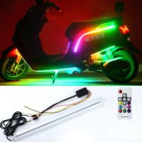摩托车流光流水转向灯12v启动扫描led灯彩灯跑马灯后尾灯改装通用 升级版高亮防水30厘米一对 红光扫描+转向黄色流光(
