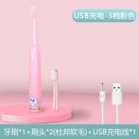 爱博尔儿童电动牙刷充电式软毛全自动男女小学生2-6-12岁宝宝 公主粉 标配2刷头