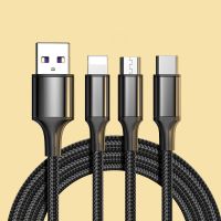 闪俏三合一快充66W数据线手机一拖三苹果安卓typec华为小米充电线 3.5A一拖三数据线【黑色】1.2米