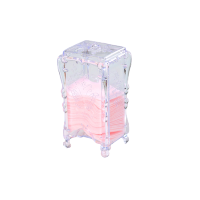 青漫新款透明化妆棉收纳盒卧室桌面塑料欧式创意抽取式化妆棉盒 透明白色