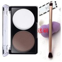 高光粉脸部提亮修容粉高光阴影瘦脸双色组合盘鼻影粉阴影粉暗影粉 棕色+珍珠白[送双头鼻影高光刷]