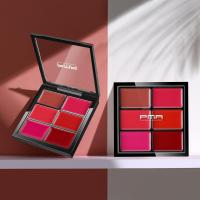 PMA眼影盘不脱妆防水大地色不晕染持久学日常淡亮闪哑珠光舞台彩 01#六色唇膏