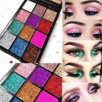 彩妆盘学生儿童舞台表演专用眼影盘多色专业彩色眼影大盘哑光珠光 12金葱眼影+送眼影刷