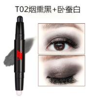 双头眼影盘盒彩妆套装高光笔韩版眼影棒大地色卧蚕笔眼线笔珠光粉 今日特价T02烟熏黑+卧蚕白