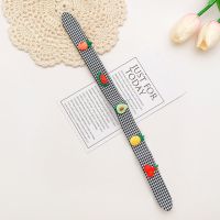 儿童魔术贴后脑勺发箍女碎发刘海头箍头饰发夹子发卡发带发饰魔法 黑白格子+水果1个