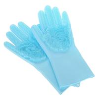 给宠物狗狗猫咪洗澡按摩泰迪金毛搓澡的手套带刷子猫防抓防咬用品 蓝色款 一只洗澡按摩手套(左右手随机)