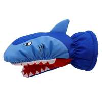 冬季男童户外卡通宝宝滑雪儿童手套冬男生保暖玩雪防水可爱鲨鱼 小鲨鱼连指 S/身高95-105CM