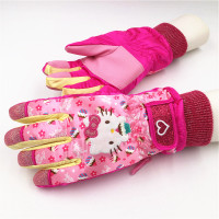 儿童保暖手套凯蒂猫女童冬户外玩雪滑雪防水保暖防风分指滑雪手套 KT分指S110-120