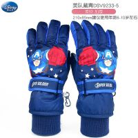 迪士尼儿童手套滑雪分指五指宝宝漫威男女孩子童玩雪冬季加厚保暖 9233美国队长滑雪手套藏青色 建议4-8岁左右