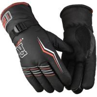 手套男冬季加厚保暖摩托车电动车棉手套骑行手套防寒防水滑雪手套 R款-黑色 升级加厚真防水