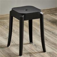 塑料凳子加厚成人家用餐桌高凳简约大人创意小板凳北欧方圆凳椅子 黑色 加厚款方凳