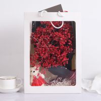 真花满天星干花花束成品教师节生日礼物送闺密情人婚礼摆设居家 大红色 礼袋款