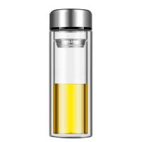 茶水分离杯双层玻璃杯子男女式大容量泡茶杯过滤水杯泡茶师两头通 双层短网普底%-300ml