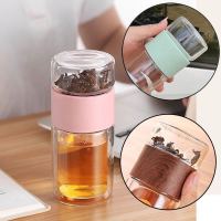 茶水分离泡茶杯双层玻璃杯过滤杯子商务便携办公车载旅行高端水杯 普通底颜色随机360ml 杯子