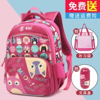 俄罗斯儿童双肩背包1-3-6年级防水护脊减负轻便可爱小学生书包女 玫红小号 无赠品