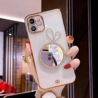 苹果12peomax兔子补妆镜保护套苹果11全包防摔透明软壳xr手机壳7p 苹果7/8 [白边]兔子补妆镜透明壳