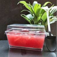 一次性长方形木糠杯透明布丁杯冰淇淋杯慕斯杯塑杯50套入带盖 咖啡杯(50个)