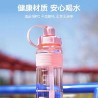 吸管刻度超大容量水杯男女学生韩版塑料杯子便携防摔水瓶健身水壶 600ml粉色 单杯