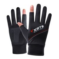 防晒手套男女夏季开电动车防紫外线半指全指防滑钓鱼骑行冰丝薄款 [春夏冰丝YXST]二指黑色 L码:成年女士或155-17
