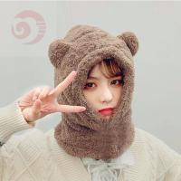 鹿角帽子韩版可爱女百搭秋冬季小熊围巾一体骑车保暖手套三件套潮 帽子 S(54-56cm)