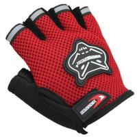狐狸头手套 夏季男女薄透气山地自行车骑行钓鱼搏击半指短指手套 红色1双(全国) 均码