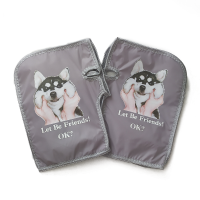 电动车把套电瓶车手套夏季防嗮护手防紫外线防水新款 灰色二哈 夏季加长 烫画 带喇叭口 把套