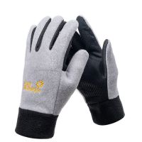 自行车手套全指触屏骑行手套厚保暖长指抓绒电动车山地车装备男女 全指手套 灰色