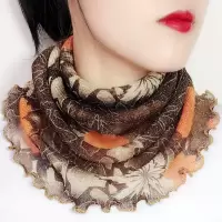 围脖女围巾小丝巾脖套假领子套头薄款冬保暖护颈椎韩版百搭时尚 咖啡+金 面料带闪金