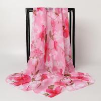 大方巾女春秋冬雪纺丝巾演出装饰干活包头巾纱巾夏天防晒披肩围巾 大花朵粉红