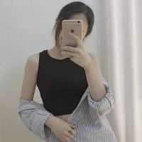 2021夏季新款短袖POLO女原宿风字母印花宽松百搭显瘦立领T恤女潮 黑色.背心 XXS