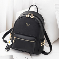 ins双肩包女2021新款韩版时尚潮女士小包皮背包旅行包包休闲书包 小号黑色