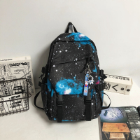 背包男双肩包包女夏2021新款ins潮酷高中大学生初中生大容量书包 黑蓝宇宙