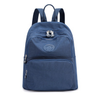 牛津布尼龙双肩包女包2021新款防水轻便时尚旅行小背包帆布包书包 深蓝