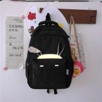 书包女初中生2021年新款ins风日系原创小众日系女式双肩背包休闲 M72-黑色[不带挂件]