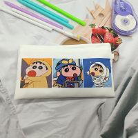 日系笔袋女生可爱简约文具盒ins大容量初中学生蜡笔小新男小学生 三头像拼图 普通款