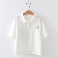 单/套装女夏2021学生韩版宽松短袖poIo衫日系可爱背带裤两件套 单件白色上衣 S 建议70-90斤