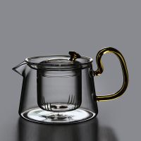厂家直销透明玻璃茶壶茶具耐高温过滤可加热煮茶器泡茶壶煮茶壶 酒红色 600毫升