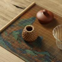 新款茶盖托茶壶盖置藤编小摆件茶道零配紫砂壶托茶壶架铁壶盖托 金字塔