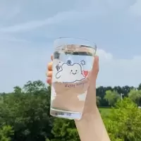 日系云朵可爱卡通玻璃杯小清新少女吸管杯耐热大容量果汁杯茶水杯 云朵爱心单杯