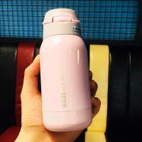 创意杯水杯老人防呛卧床吸管保温杯大人孕妇产妇大容量直饮清新 小号粉色(偏点紫)