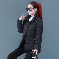 2021款棉服女短款中青年妈妈装韩版加厚面包服大码冬季外套女棉衣 黑色 M 80斤-96斤