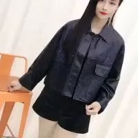 2021秋冬女款兔毛外套女皮草修身显瘦样衣清仓福利皮毛一体派克服 黑色皮衣 均码 款号后面是胸围