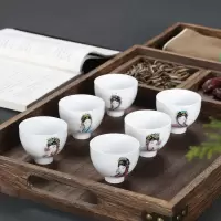 陶瓷个性茶杯简约现代创意茶具6色描金彩虹杯商务喝茶白瓷杯 款式1京剧脸谱6杯