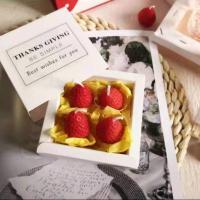 手工制作草莓香薰蜡烛手办礼盒包装送闺蜜朋友生日节日礼物 4颗草莓礼盒装 薰衣草