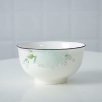 绿芙蓉DIY餐具组合碗碟套装 家用简约现代中式创意陶瓷碗盘碟套装 绿芙蓉【圆款】4.5寸碗