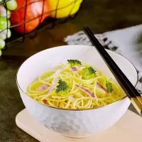 高尔夫碗碟盘子吃饭碗单个金边餐具鱼盘大汤碗陶瓷米饭碗家用碗盘 高尔夫6英寸面碗1支装