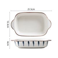 [4-8个]日式陶瓷米饭碗家用小碗吃饭烤箱沙拉碗釉下彩餐具碗套装 手绘水滴双耳烤盘单个