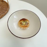 复古风ins日式寿司菜盘圆形陶瓷深盘子盖饭餐厅民宿家居餐具菜碟 日色浅色盘